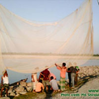 Sun drying of net after fishing